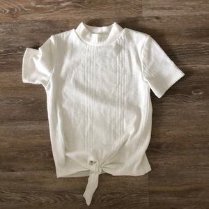 White mock neck T-shirt Blouse